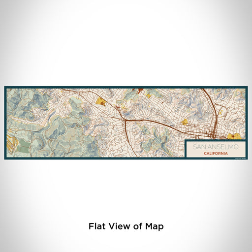 Flat View of Map Custom San Anselmo California Map Enamel Mug in Woodblock