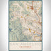 San Anselmo California Map Print Portrait Orientation in Woodblock Style With Shaded Background