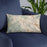 Custom San Anselmo California Map Throw Pillow in Woodblock on Blue Colored Chair