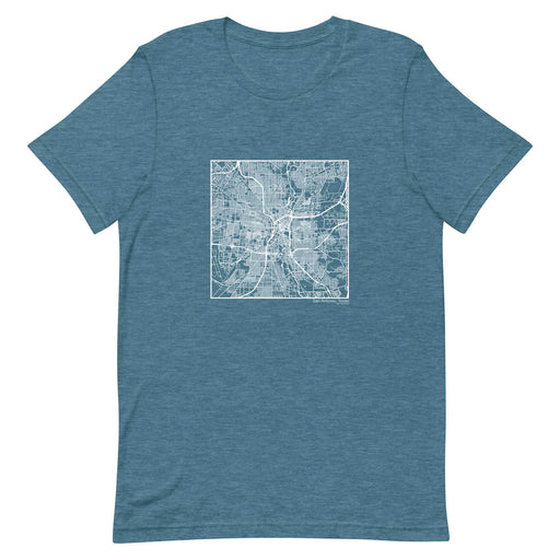 San Antonio Texas  Map Unisex T-Shirt with City inscription in Heather Teal