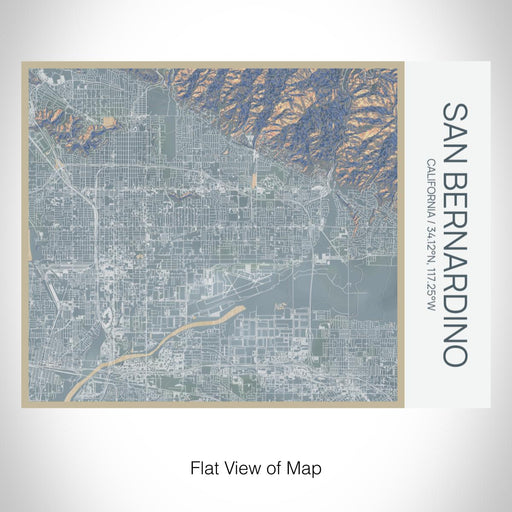 Rendered View of San Bernardino California Map on 20oz Stainless Steel Insulated Bottle with Bamboo Top with printed afternoon style map