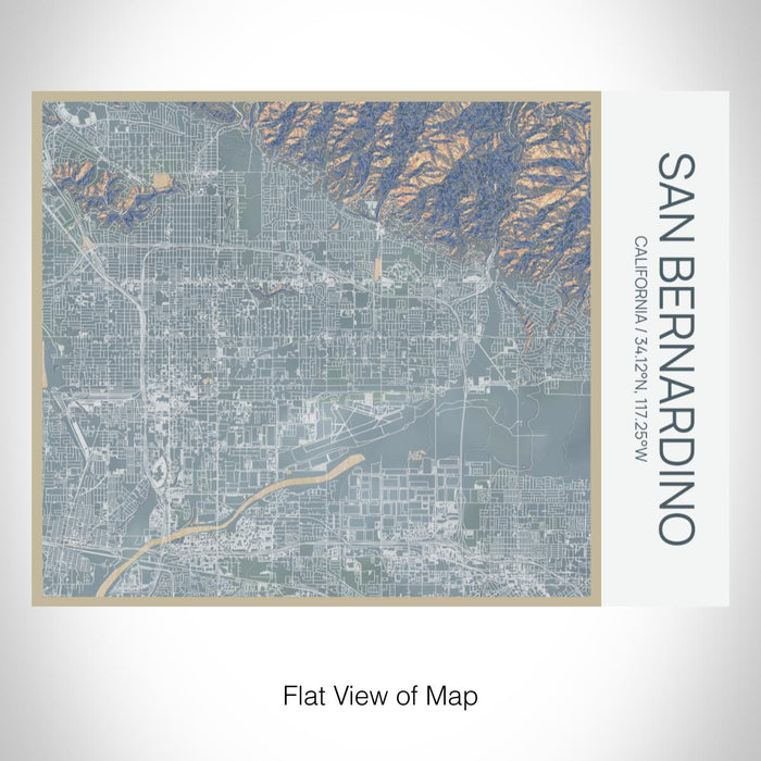Rendered View of San Bernardino California Map on 20oz Stainless Steel Insulated Bottle with Bamboo Top with printed afternoon style map