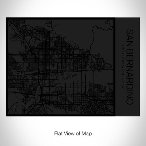 Rendered View of San Bernardino California Map on 20oz Stainless Steel Insulated Bottle with Bamboo Top in Matte Black with printed Tactile Lines Map in Black