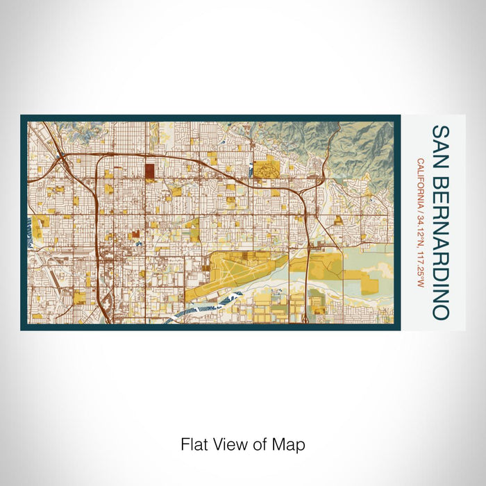 Rendered View of San Bernardino California Map on 17oz Stainless Steel Insulated Bottle with printed woodblock style map