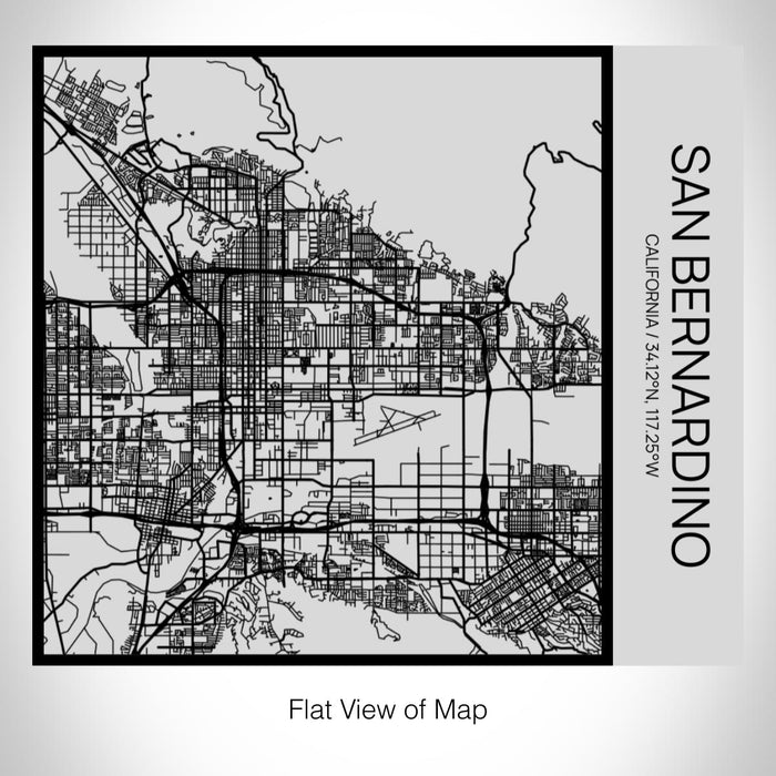 Rendered View of San Bernardino California Map on 17oz Stainless Steel Insulated Tumbler in Tactile Lines with Succulent in Background