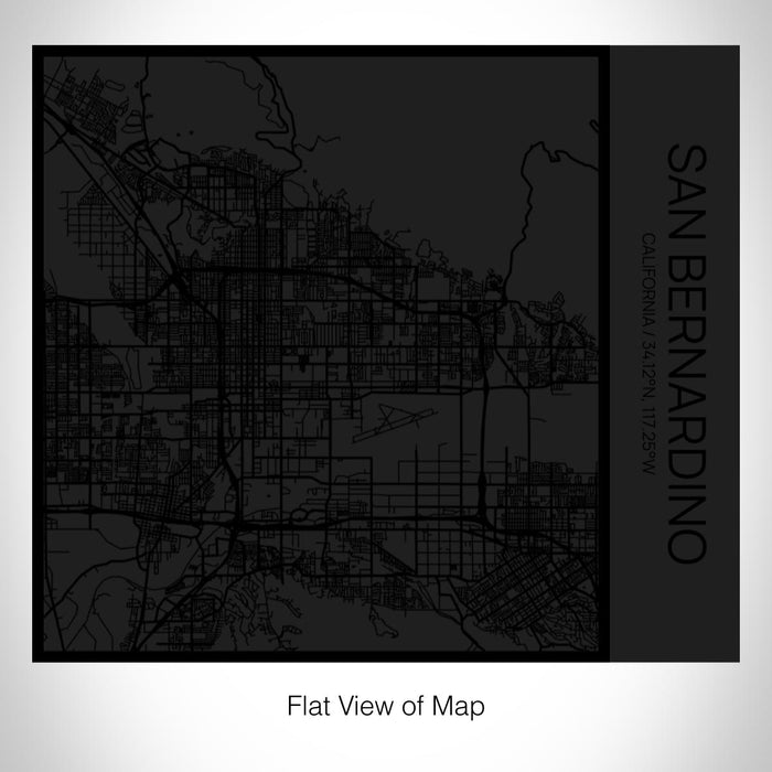 Rendered View of San Bernardino California Map on 17oz Stainless Steel Insulated Tumbler in Matte Black with Tactile Lines