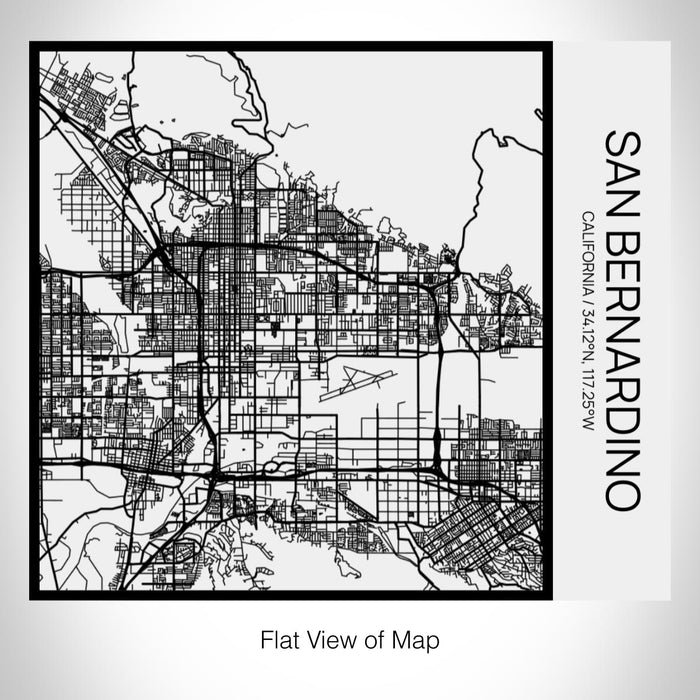 Rendered View of San Bernardino California Map on 17oz Stainless Steel Insulated Tumbler in Matte White with Tactile Lines