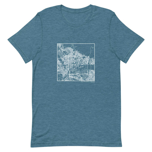 San Bernardino California  Map Unisex T-Shirt with City inscription in Heather Teal