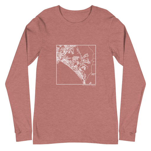 San Clemente California  Map Unisex Long-Sleeve T-shirt with City inscription in Heather Mauve