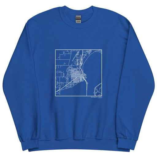Sandpoint Idaho  Map Unisex Crewneck Sweater with City inscription in Royal Blue
