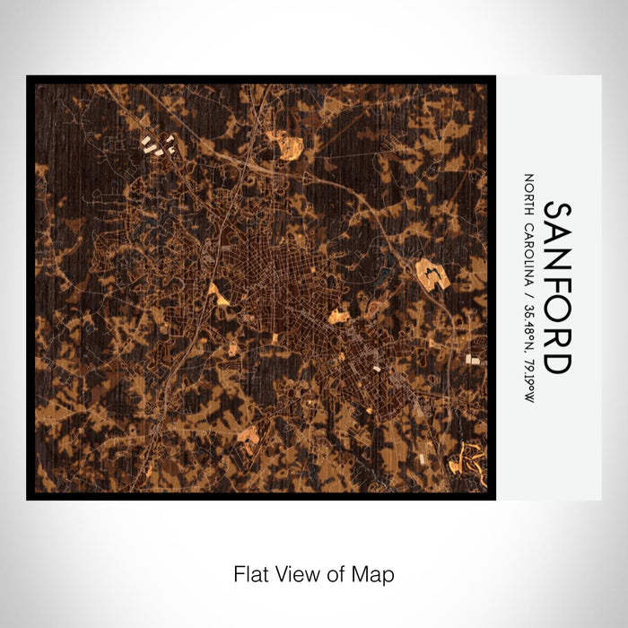 Rendered View of Sanford North Carolina Map on 20oz Stainless Steel Insulated Bottle with Bamboo Top with printed ember style map