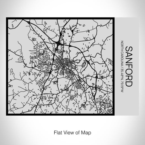 Rendered View of Sanford North Carolina Map on 20oz Stainless Steel Insulated Bottle with Bamboo Top with printed Tactile Lines Map in Black