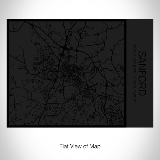 Rendered View of Sanford North Carolina Map on 20oz Stainless Steel Insulated Bottle with Bamboo Top in Matte Black with printed Tactile Lines Map in Black