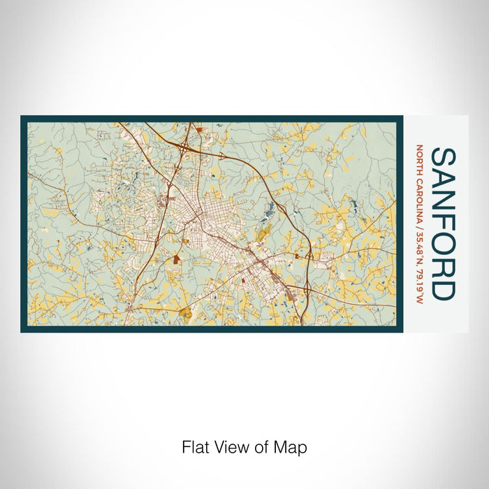 Rendered View of Sanford North Carolina Map on 17oz Stainless Steel Insulated Bottle with printed woodblock style map