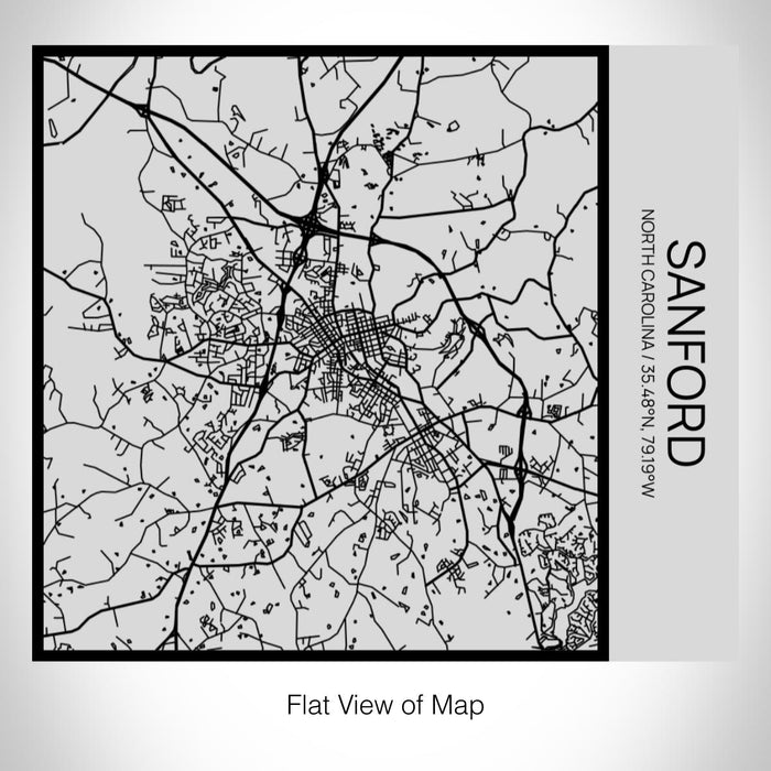 Rendered View of Sanford North Carolina Map on 17oz Stainless Steel Insulated Tumbler in Tactile Lines with Succulent in Background