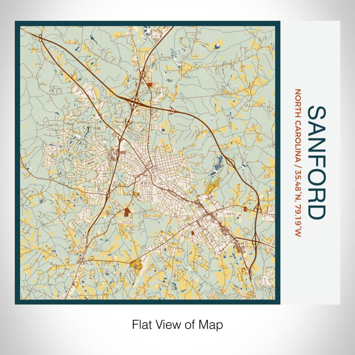 Rendered View of Sanford North Carolina Map on 17oz Stainless Steel Insulated Tumbler in Woodblock Map Style