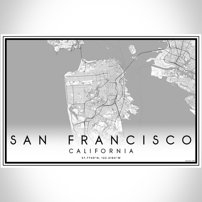 San Francisco California Map Print Landscape Orientation in Classic Style With Shaded Background