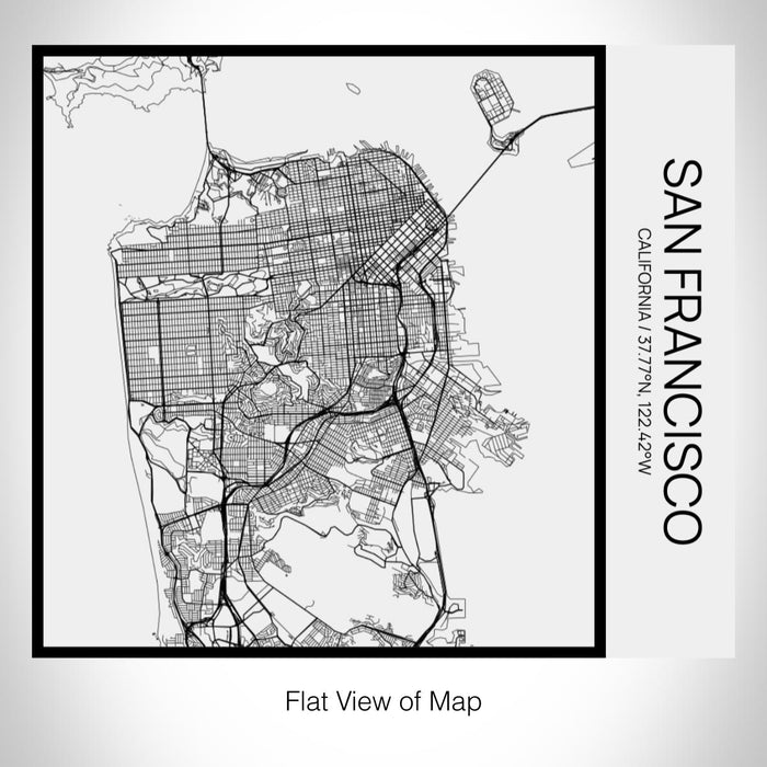 Rendered View of San Francisco California Map on 17oz Stainless Steel Insulated Tumbler in Matte White with Tactile Lines