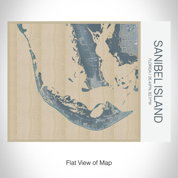 Rendered View of Sanibel Island Florida Map on 20oz Stainless Steel Insulated Bottle with Bamboo Top with printed afternoon style map