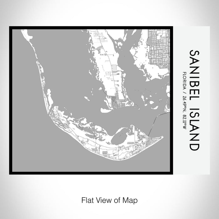 Rendered View of Sanibel Island Florida Map on 20oz Stainless Steel Insulated Bottle with Bamboo Top with printed classic style map