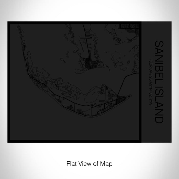 Rendered View of Sanibel Island Florida Map on 20oz Stainless Steel Insulated Bottle with Bamboo Top in Matte Black with printed Tactile Lines Map in Black