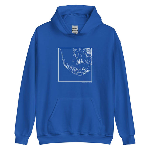 Sanibel Island Florida  Map Unisex Hoodie Sweater with City inscription in Royal Blue