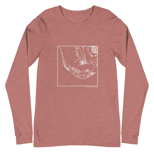 Sanibel Island Florida  Map Unisex Long-Sleeve T-shirt with City inscription in Heather Mauve