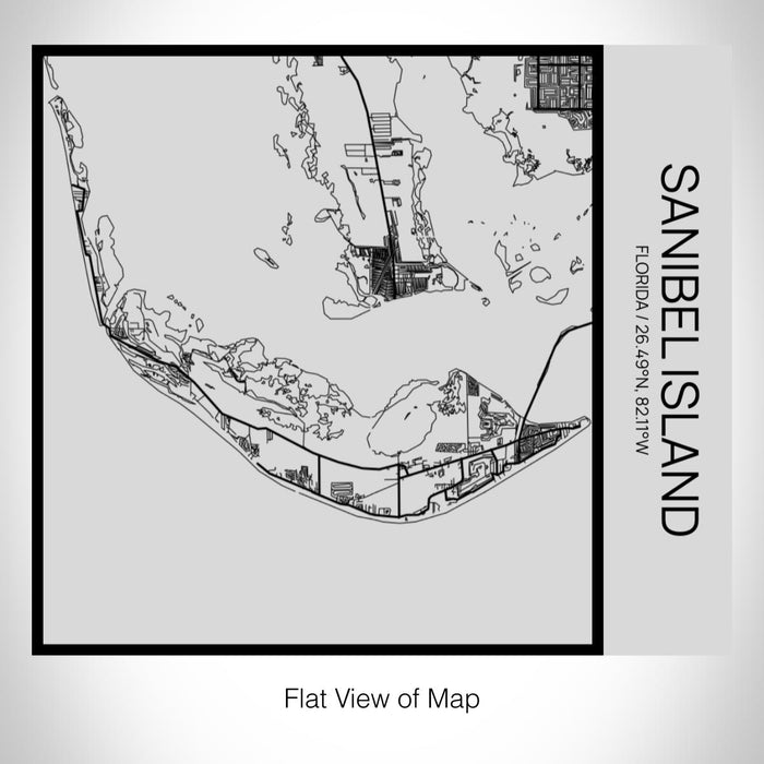 Rendered View of Sanibel Island Florida Map on 17oz Stainless Steel Insulated Tumbler in Tactile Lines with Succulent in Background
