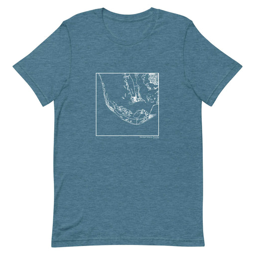 Sanibel Island Florida  Map Unisex T-Shirt with City inscription in Heather Teal