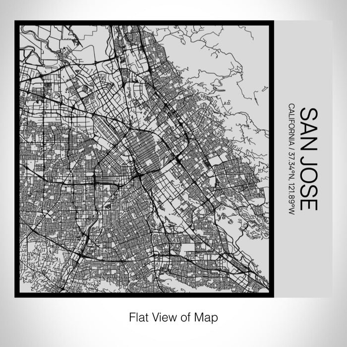 Rendered View of San Jose California Map on 17oz Stainless Steel Insulated Tumbler in Tactile Lines with Succulent in Background