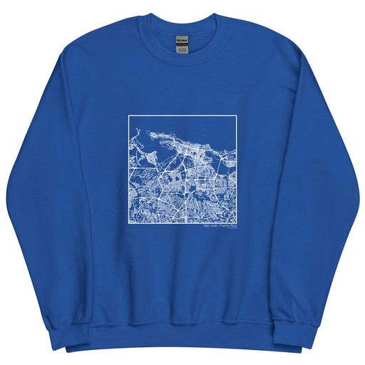 San Juan Puerto Rico  Map Unisex Crewneck Sweater with City inscription in Royal Blue
