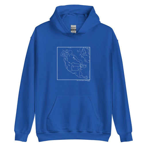 San Juan Island Washington  Map Unisex Hoodie Sweater with City inscription in Royal Blue