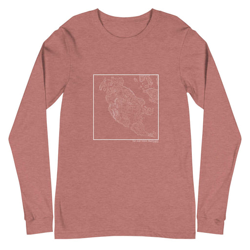 San Juan Island Washington Topographic  Map Unisex Long-Sleeve T-shirt with City inscription in Heather Mauve