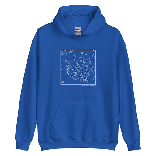 San Juan Islands Washington  Map Unisex Hoodie Sweater with City inscription in Royal Blue