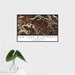 16x24 San Juan Wilderness Colorado Map Print Landscape Orientation in Ember Style With Tropical Plant Leaves in Water