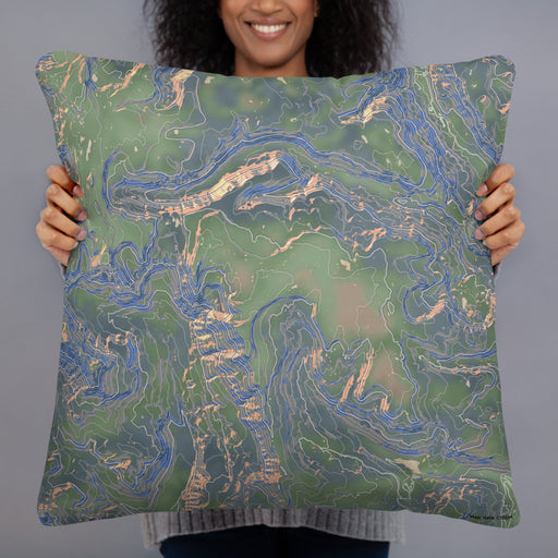 Person holding 22x22 Custom San Juan Wilderness Colorado Map Throw Pillow in Afternoon