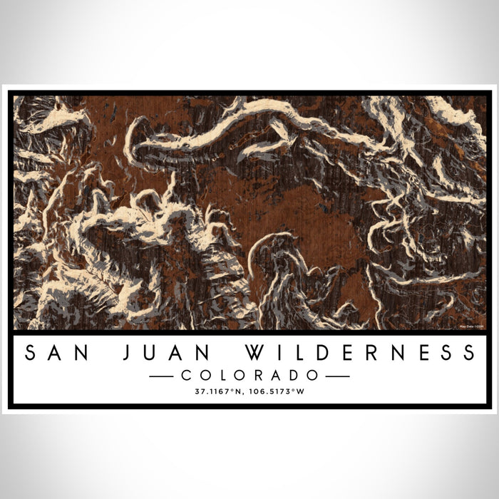 San Juan Wilderness Colorado Map Print Landscape Orientation in Ember Style With Shaded Background