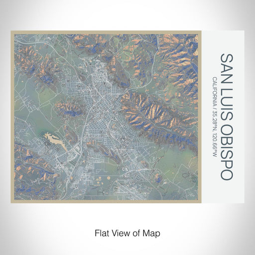 Rendered View of San Luis Obispo California Map on 20oz Stainless Steel Insulated Bottle with Bamboo Top with printed afternoon style map