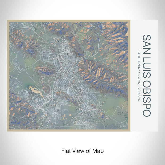 Rendered View of San Luis Obispo California Map on 20oz Stainless Steel Insulated Bottle with Bamboo Top with printed afternoon style map