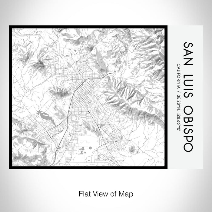 Rendered View of San Luis Obispo California Map on 20oz Stainless Steel Insulated Bottle with Bamboo Top with printed classic style map