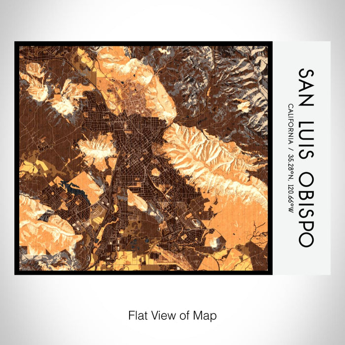 Rendered View of San Luis Obispo California Map on 20oz Stainless Steel Insulated Bottle with Bamboo Top with printed ember style map