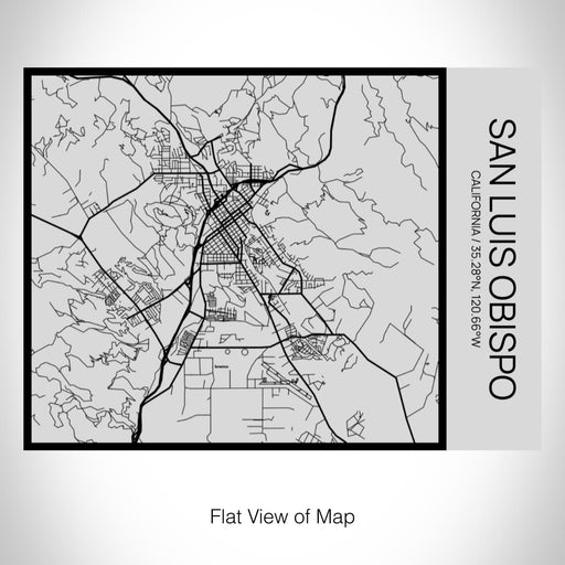 Rendered View of San Luis Obispo California Map on 20oz Stainless Steel Insulated Bottle with Bamboo Top with printed Tactile Lines Map in Black