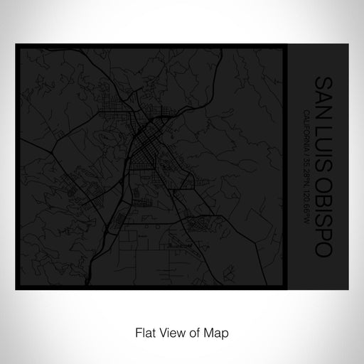 Rendered View of San Luis Obispo California Map on 20oz Stainless Steel Insulated Bottle with Bamboo Top in Matte Black with printed Tactile Lines Map in Black