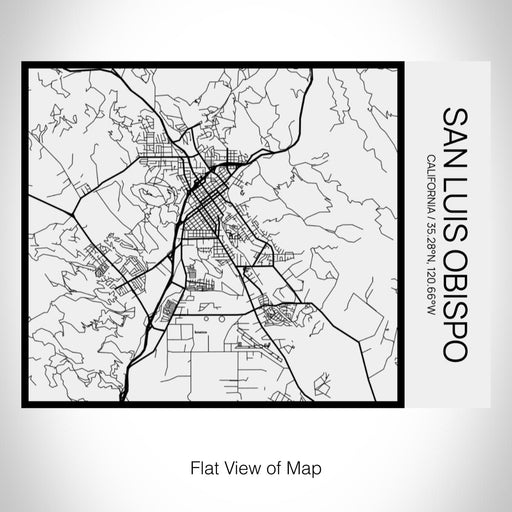 Rendered View of San Luis Obispo California Map on 20oz Stainless Steel Insulated Bottle with Bamboo Top in Matte White with printed Tactile Lines Map in Black