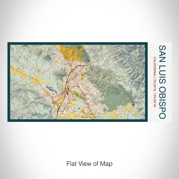 Rendered View of San Luis Obispo California Map on 17oz Stainless Steel Insulated Bottle with printed woodblock style map