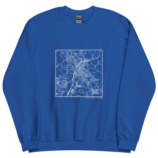 San Luis Obispo California  Map Unisex Crewneck Sweater with City inscription in Royal Blue