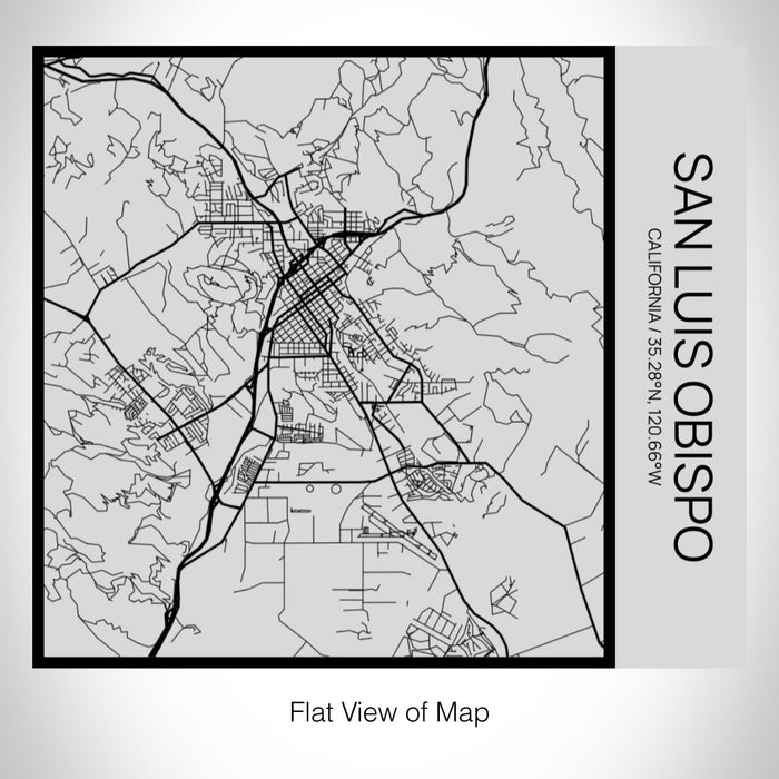 Rendered View of San Luis Obispo California Map on 17oz Stainless Steel Insulated Tumbler in Tactile Lines with Succulent in Background