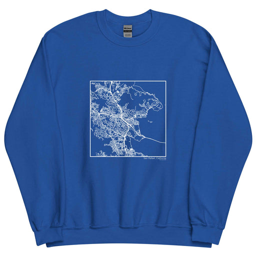 San Rafael California  Map Unisex Crewneck Sweater with City inscription in Royal Blue