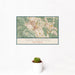 12x18 San Ramon California Map Print Landscape Orientation in Woodblock Style With Small Cactus Plant in White Planter