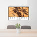 24x36 San Ramon California Map Print Lanscape Orientation in Ember Style Behind 2 Chairs Table and Potted Plant